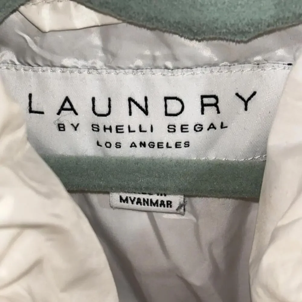 Laundry by Shelli Segal Puffer Down Jacket Womens Medium White Casual Full Zip - Picture 5 of 13